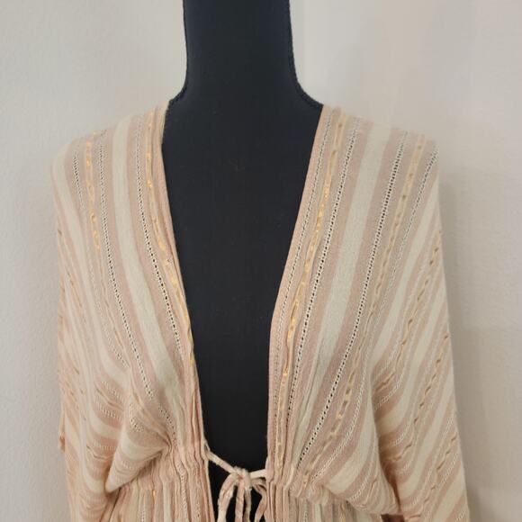 Steve Madden OS Peach Bohemian Cover Up Glitter Tunic Adjustable Resort Vacation - Picture 5 of 12